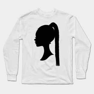 Black barbie with braids style silhouette Long Sleeve T-Shirt